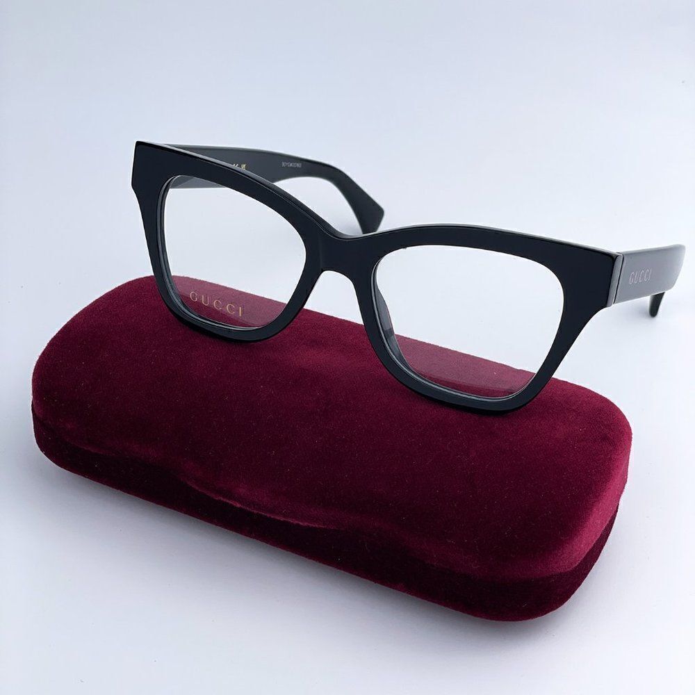 SALE! NEW Gucci GG1133O 003 Shiny Black Cat Eye Women LOGO Eyeglasses - Picture 3 of 12